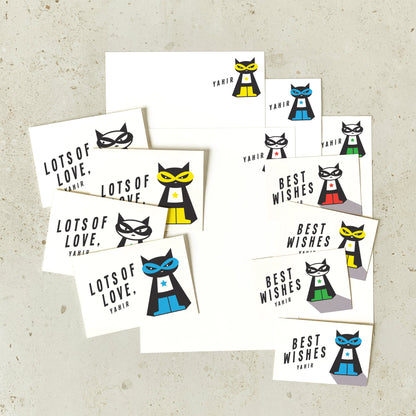 Mapayah KIT Supermeow personalised stationery set folder, front angle view