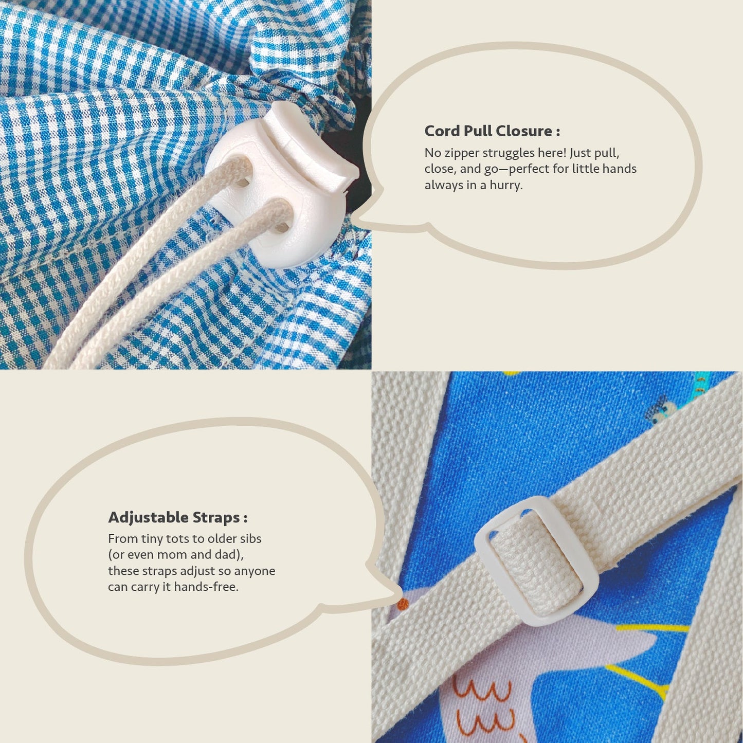 Close-up feature detail of Mapayah PACK Flap kids lunch bag strap