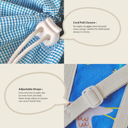Close-up feature detail of Mapayah PACK Flap kids lunch bag strap