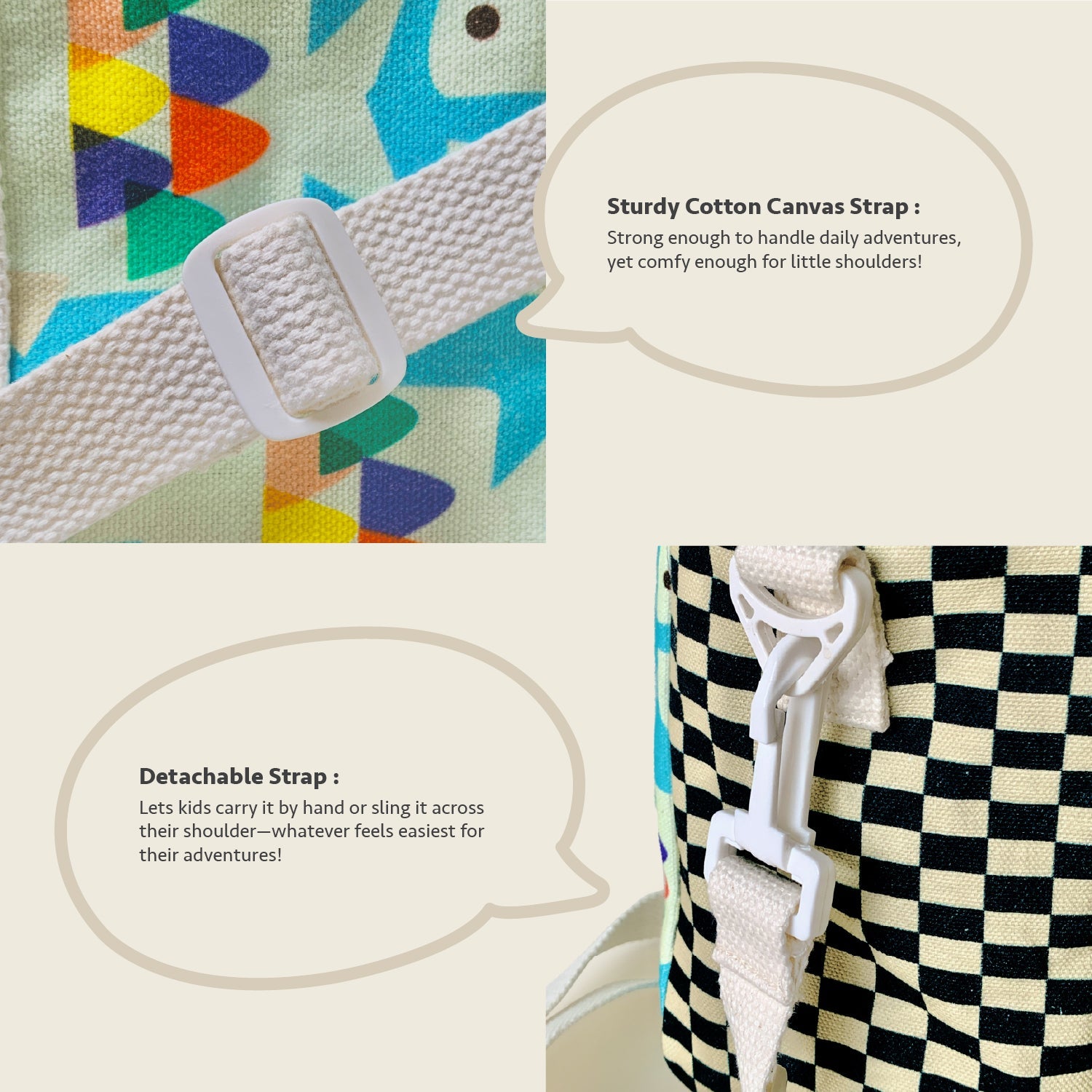 Close-up feature detail of Mapayah PACK Flipper kids lunch bag fabric
