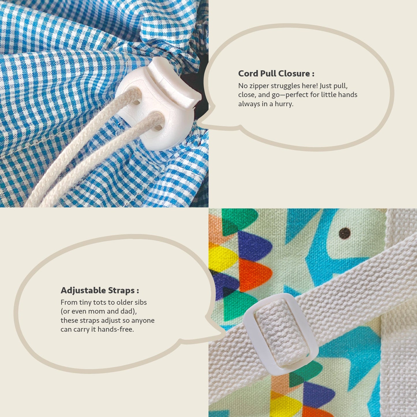 Close-up feature detail of Mapayah PACK Flipper kids lunch bag strap