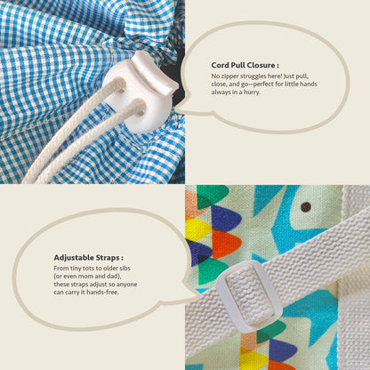 Close-up feature detail of Mapayah PACK Flipper kids lunch bag strap
