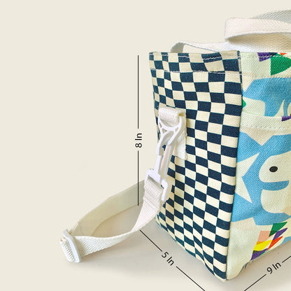 Size and dimensions diagram for Mapayah PACK Flipper kids lunch bag