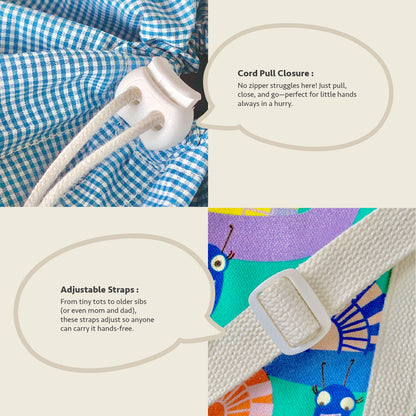 Close-up feature detail of Mapayah PACK Glo kids lunch bag strap