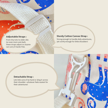 Close-up feature detail of Mapayah PACK Munki kids lunch bag fabric