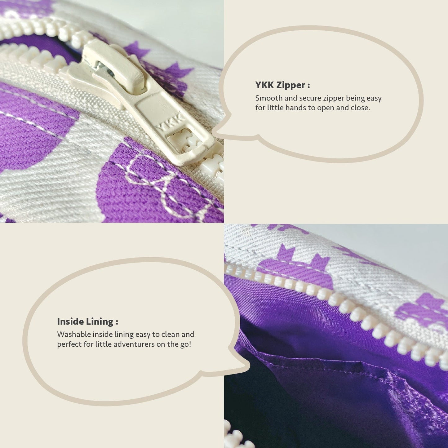 Close-up feature detail of Mapayah POCKET Oddling Purple kids waist bag strap
