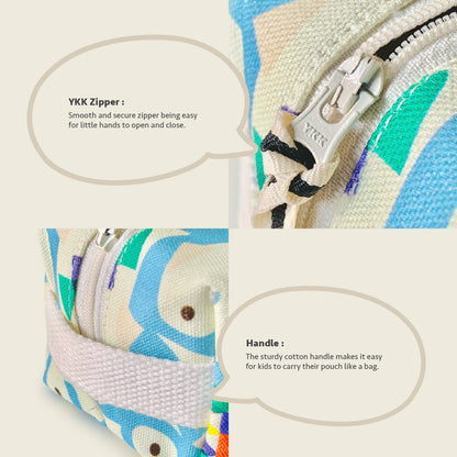 Close-up feature detail of Mapayah POUCH Flipper kids pencil organizer, zip closure