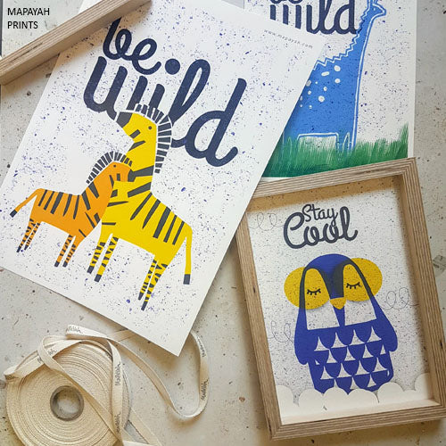 Mapayah PRINTS Cool Penguin wall art styled in a kids room setting