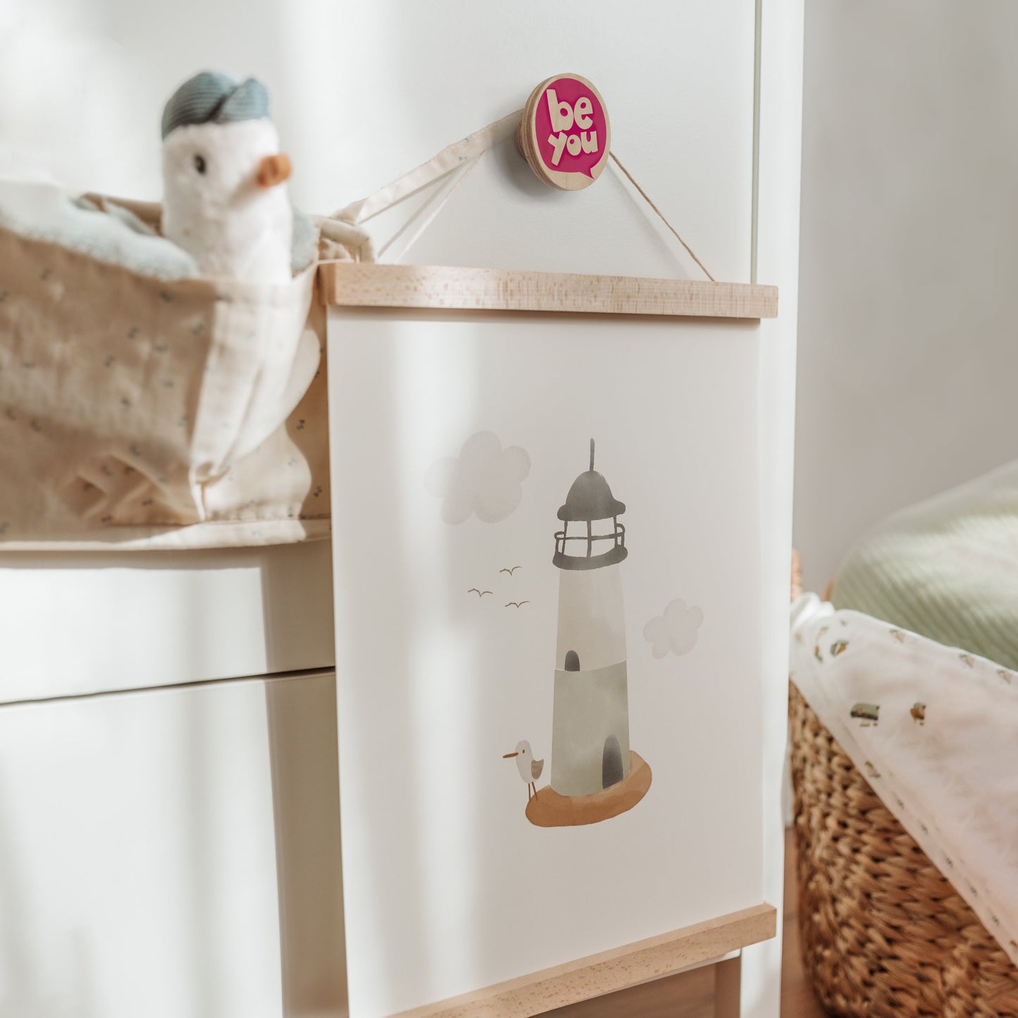Mapayah PULL Round wooden drawer knobs styled in a lifestyle setting