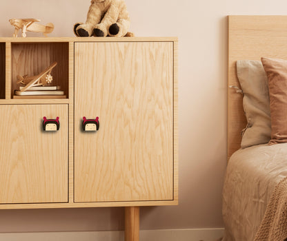 Mapayah PULL Shaped wooden drawer knobs styled in a lifestyle setting
