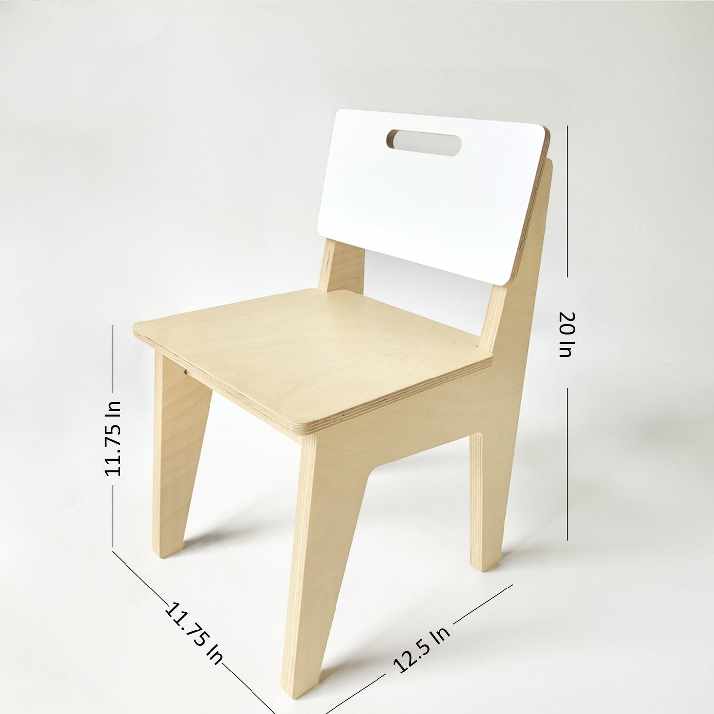 Size and dimensions diagram for Mapayah SEAT wooden kids chair