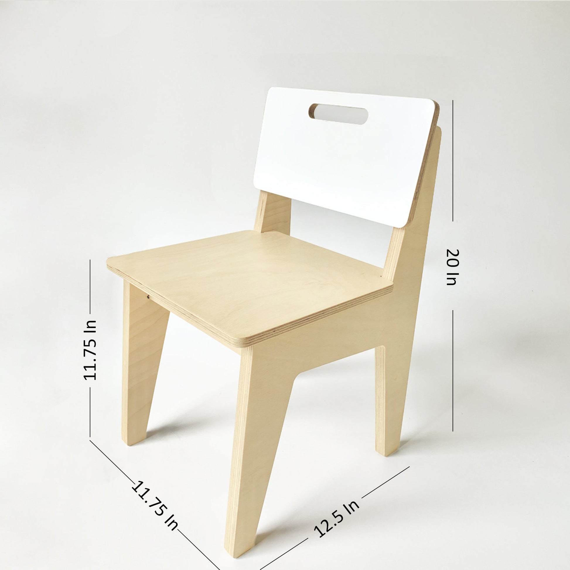 Size and dimensions diagram for Mapayah SEAT wooden kids chair