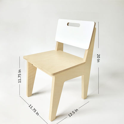 Size and dimensions diagram for Mapayah SEAT wooden kids chair