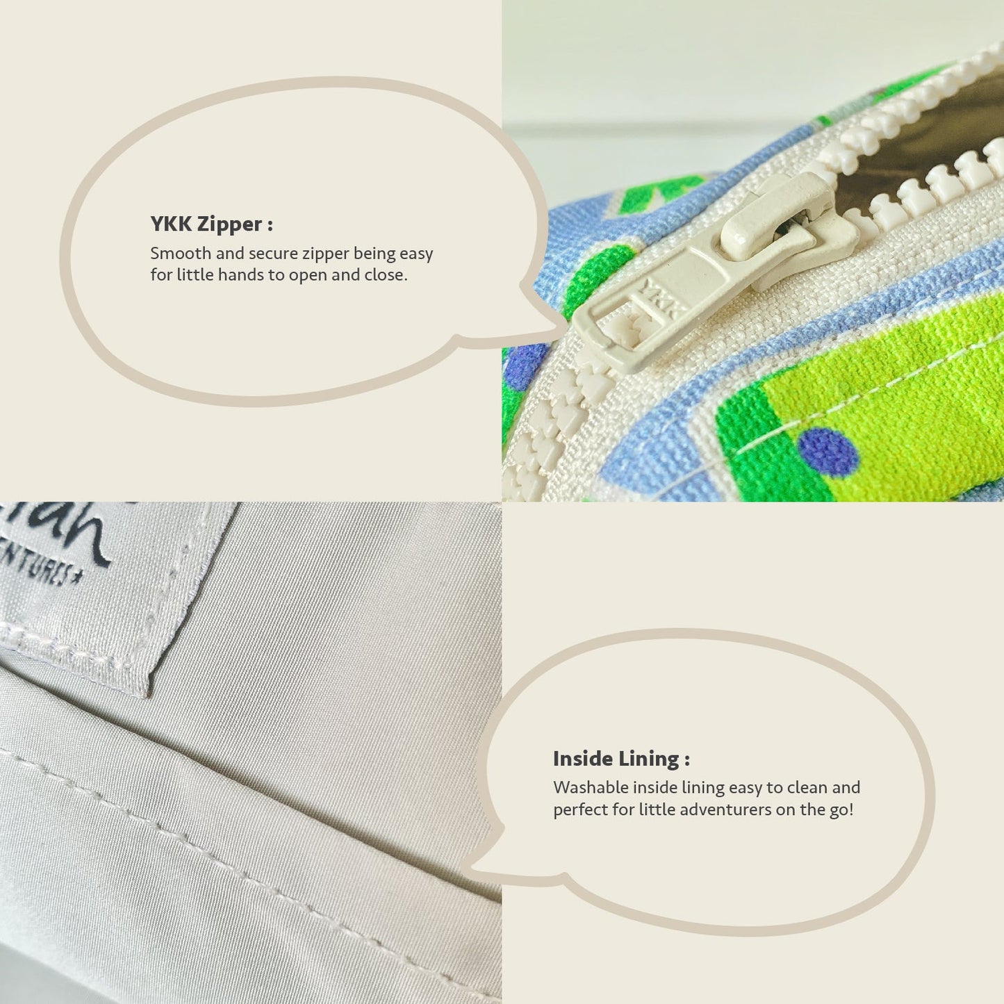 Close-up feature detail of Mapayah SLING Frawwg kids cross-body bag, adjustable strap