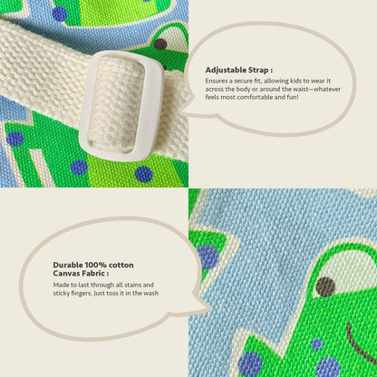Close-up feature detail of Mapayah SLING Frawwg kids cross-body bag, zip closure