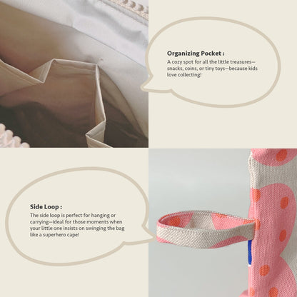 Close-up feature detail of Mapayah TOUR Bloom kids toilet kit, zip closure