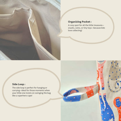 Close-up feature detail of Mapayah TRAVEL Munki kids toilet bag, zip closure