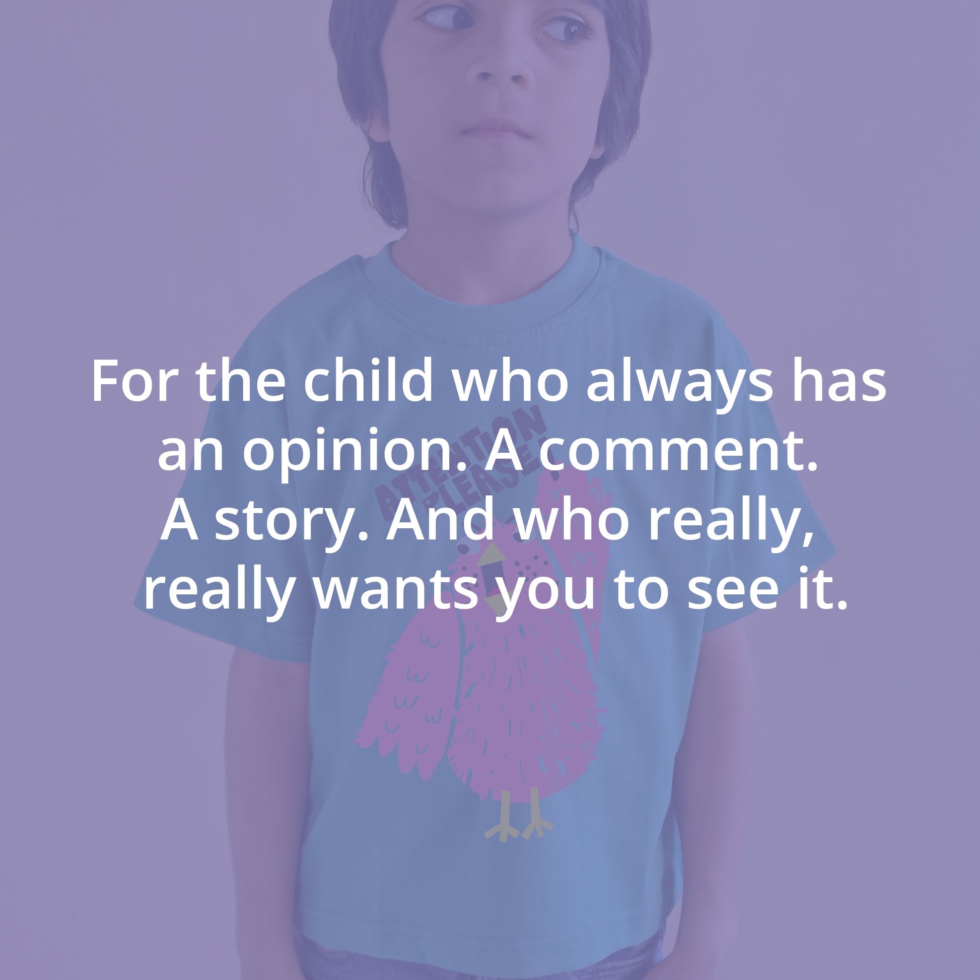 Mapayah Attention Please kids t-shirt styled in a lifestyle setting, alternate view