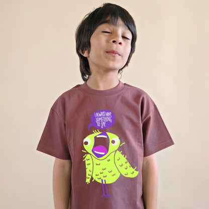 Mapayah I Have Something to Say kids t-shirt styled in a lifestyle setting