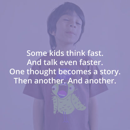 Mapayah I Have Something to Say kids t-shirt styled in a lifestyle setting, alternate view