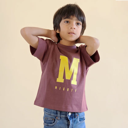 Mapayah Mighty kids t-shirt styled in a lifestyle setting