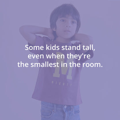 Mapayah Mighty kids t-shirt styled in a lifestyle setting, alternate view