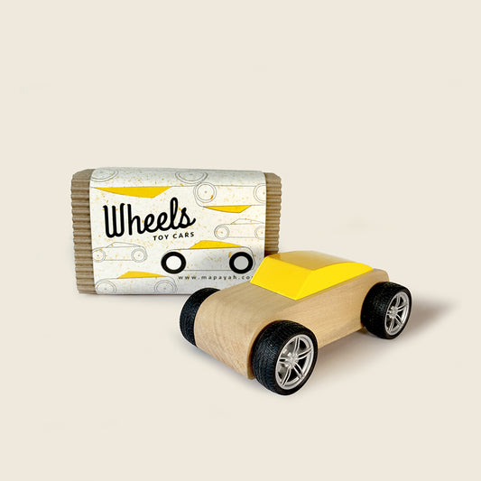 WHEELS - Race Yellow : Kids Wooden Toy Car