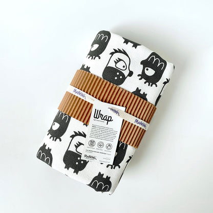Mapayah WRAP Oddlings Grey kids bath towel, front angle view