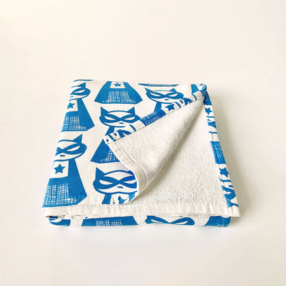 Mapayah WRAP Supermeow Blue kids bath towel, folded view