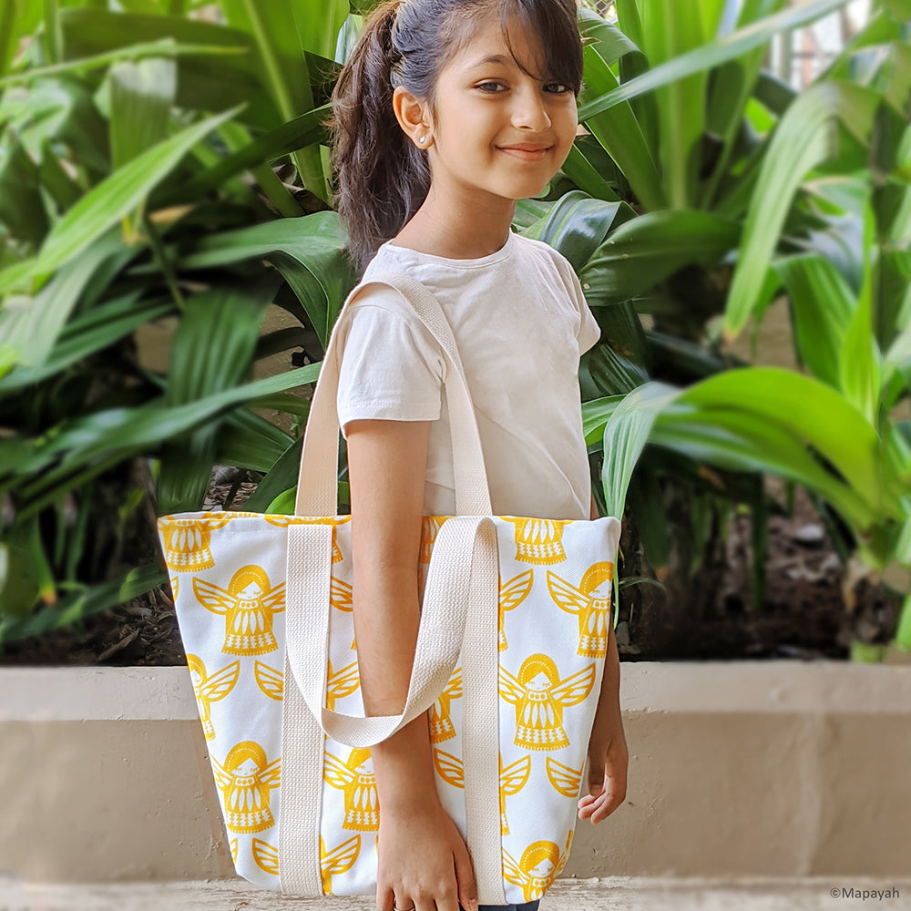 FERRY - Angela : Hand-Printed 100% Cotton Kids Tote Bag by MAPAYAH - Mapayah