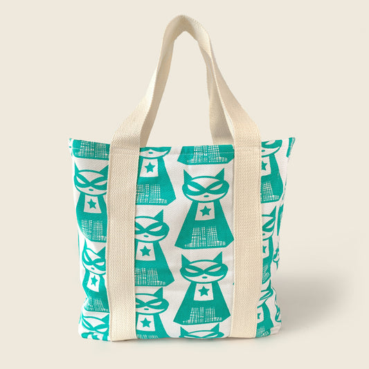 FERRY - Supermeow : Hand-Printed 100% Cotton Kids Tote Bag by MAPAYAH