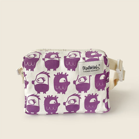 POCKET - Oddling Purple : Hand-Printed 100% Cotton Kids Waist Bag by MAPAYAH