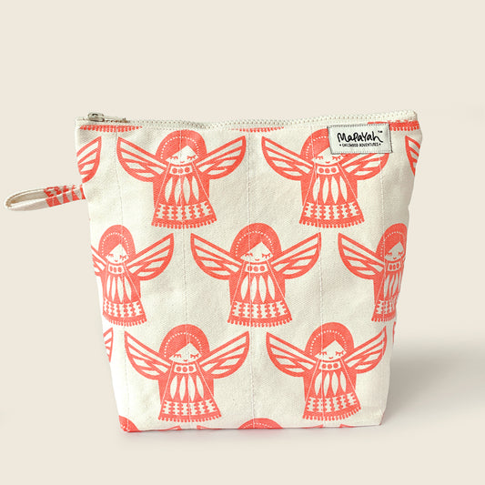 TRAVEL - Angela Peach : Hand-Printed 100% Cotton Kids Toilet Bag by MAPAYAH