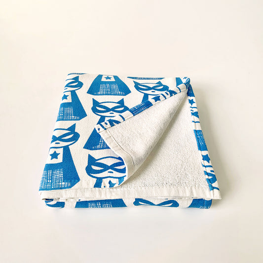 WRAP - Supermeow Blue : Lightweight 100% Terry Cotton Kids Bath Towel by MAPAYAH