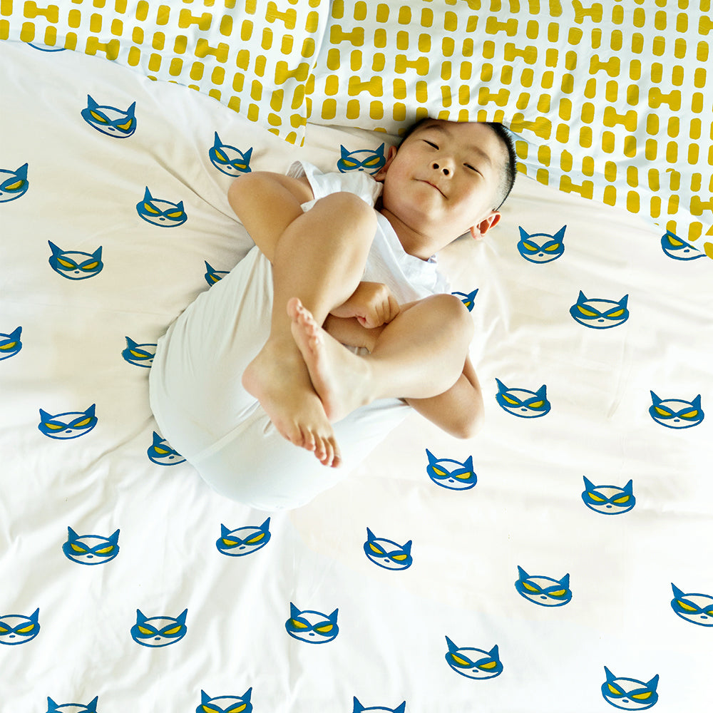 SLEEP- SuperMeow: 100% Cotton Kids Bedsheet with Pillow Cover by Mapayah - Mapayah